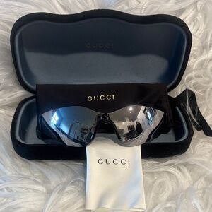 Gucci Silver Mirror Sunglasses with Black Accents